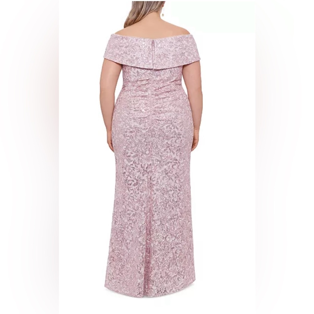 XSCAPE Blush Pink Floral Embroidery Off the Shoulder Sheath Dress Plus Size 16W - Picture 3 of 7